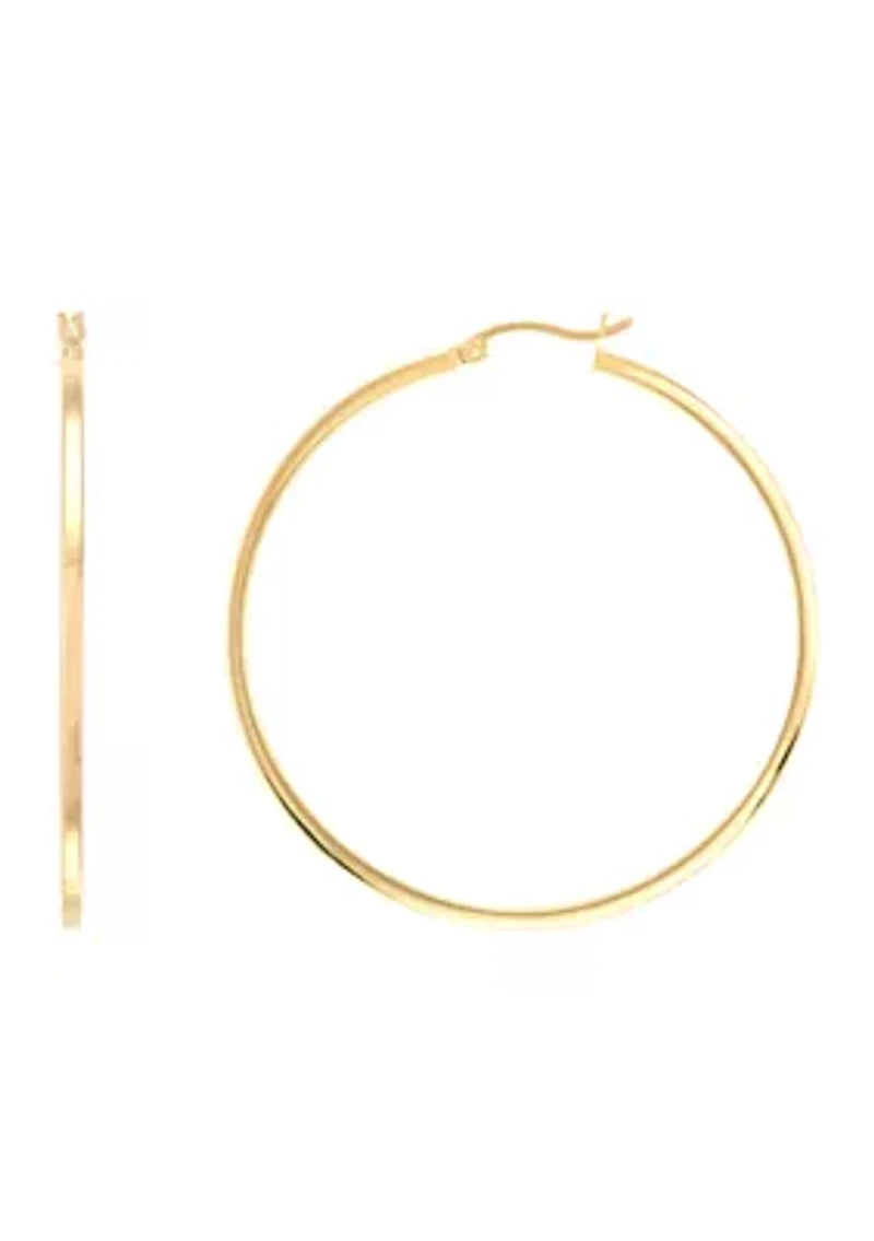 Square Tube Hoop Earrings in Gold Over Sterling Silver