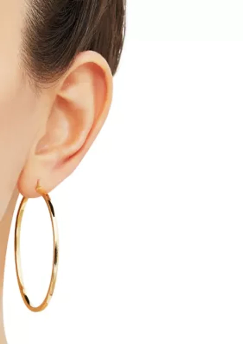 Square Tube Hoop Earrings in Gold Over Sterling Silver
