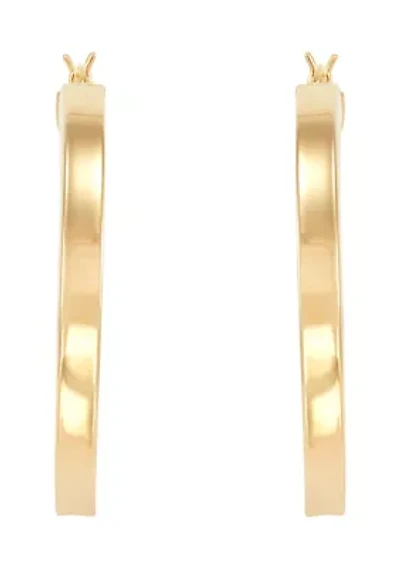 Square Tube Hoop Earrings in Gold Over Sterling Silver