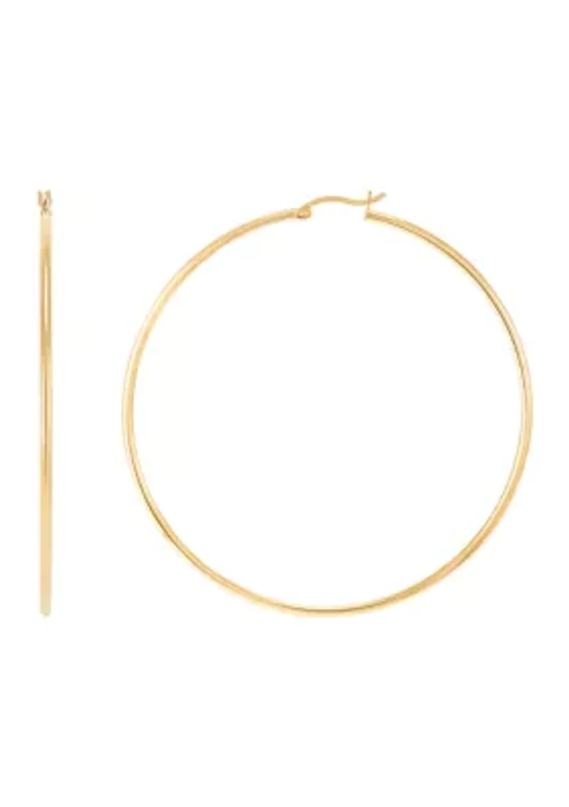 Round Tube Hoop Earrings in Gold Over Sterling Silver