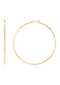 Round Tube Hoop Earrings in Gold Over Sterling Silver