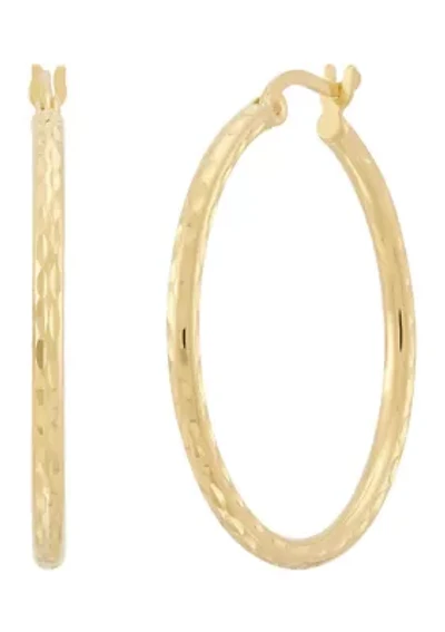 30mm Round Tube Hoop Earring in Gold Over Silver