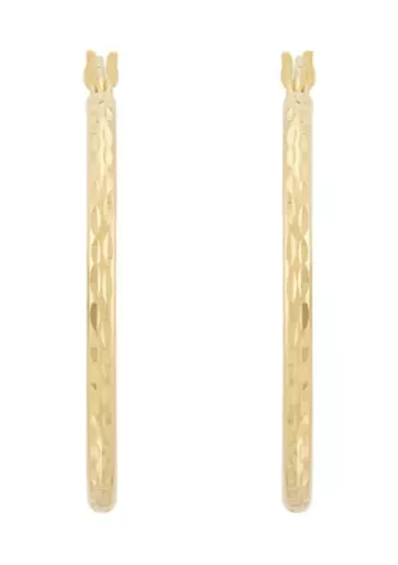 30mm Round Tube Hoop Earring in Gold Over Silver