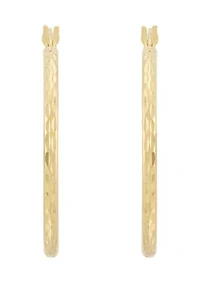 30mm Round Tube Hoop Earring in Gold Over Silver