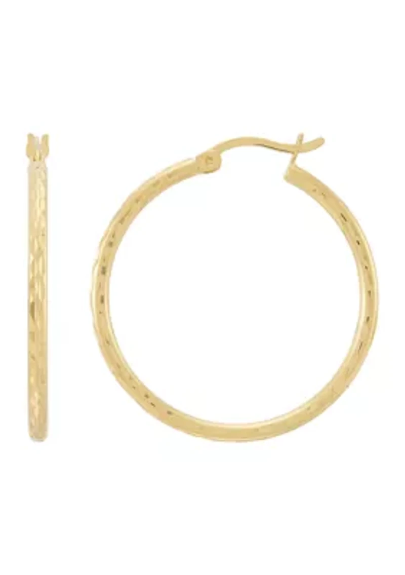 30mm Round Tube Hoop Earring in Gold Over Silver