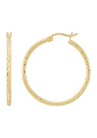 30mm Round Tube Hoop Earring in Gold Over Silver