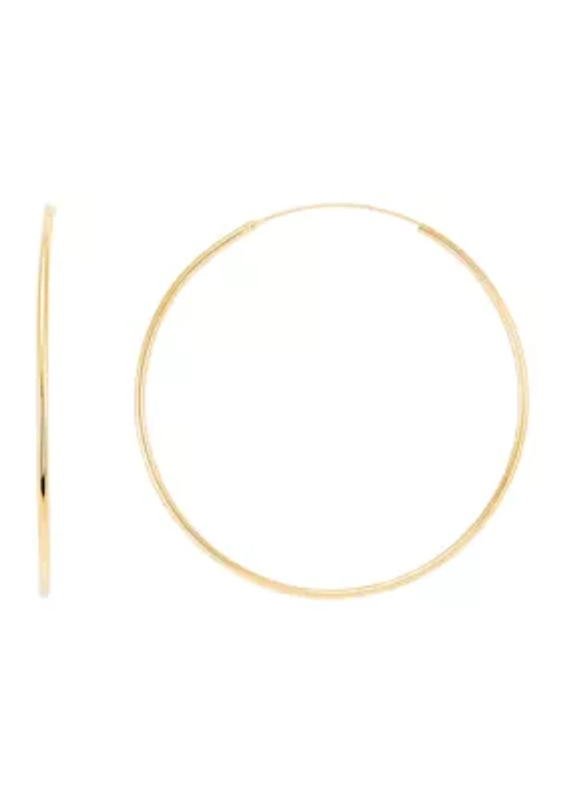 2x25MM Endless Round Tube Hoop Earrings in Sterling Silver