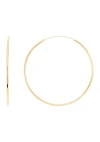 2x25MM Endless Round Tube Hoop Earrings in Sterling Silver