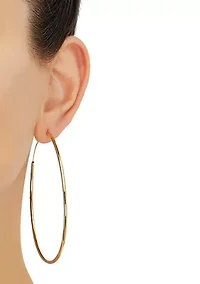 2x25MM Endless Round Tube Hoop Earrings in Sterling Silver