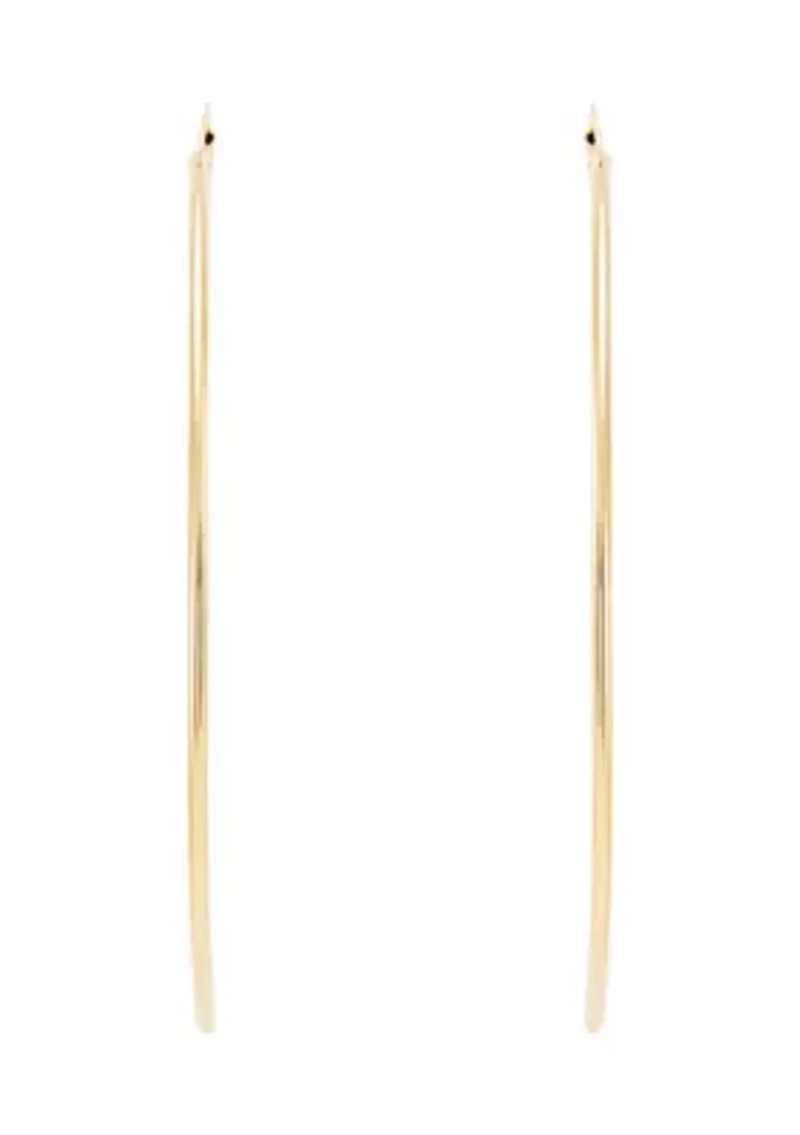 2x95MM Endless Round Tube Hoop Earrings in Sterling Silver