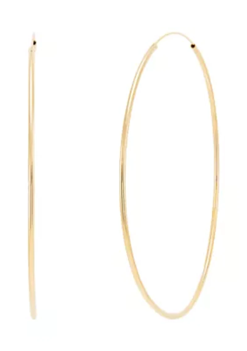 2x95MM Endless Round Tube Hoop Earrings in Sterling Silver