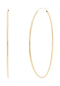 2x95MM Endless Round Tube Hoop Earrings in Sterling Silver
