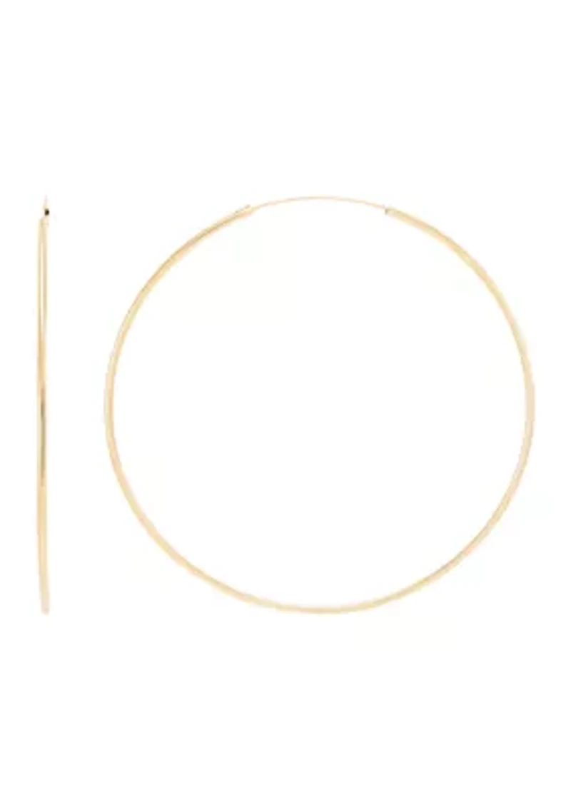 2x95MM Endless Round Tube Hoop Earrings in Sterling Silver