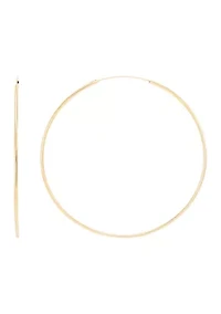 2x95MM Endless Round Tube Hoop Earrings in Sterling Silver