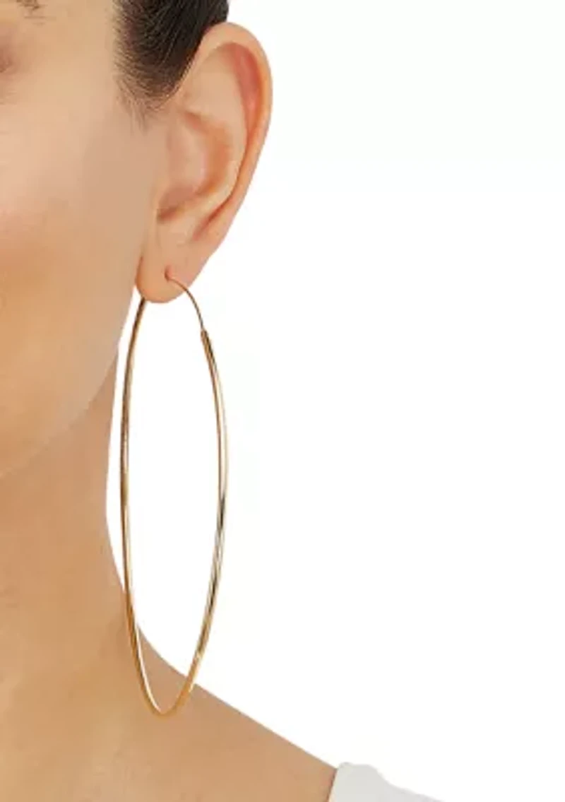 2x95MM Endless Round Tube Hoop Earrings in Sterling Silver