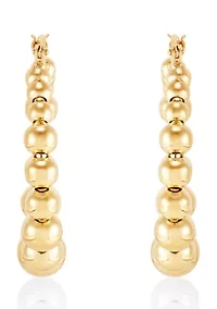 Beaded Round Hoop Earrings in Gold Over Sterling Silver
