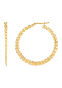 Hollow Beaded Hoop Earrings - Gold Over Silver 