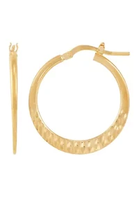 Flat Diamond Cut Hoop Earring in Gold Over Sterling Silver