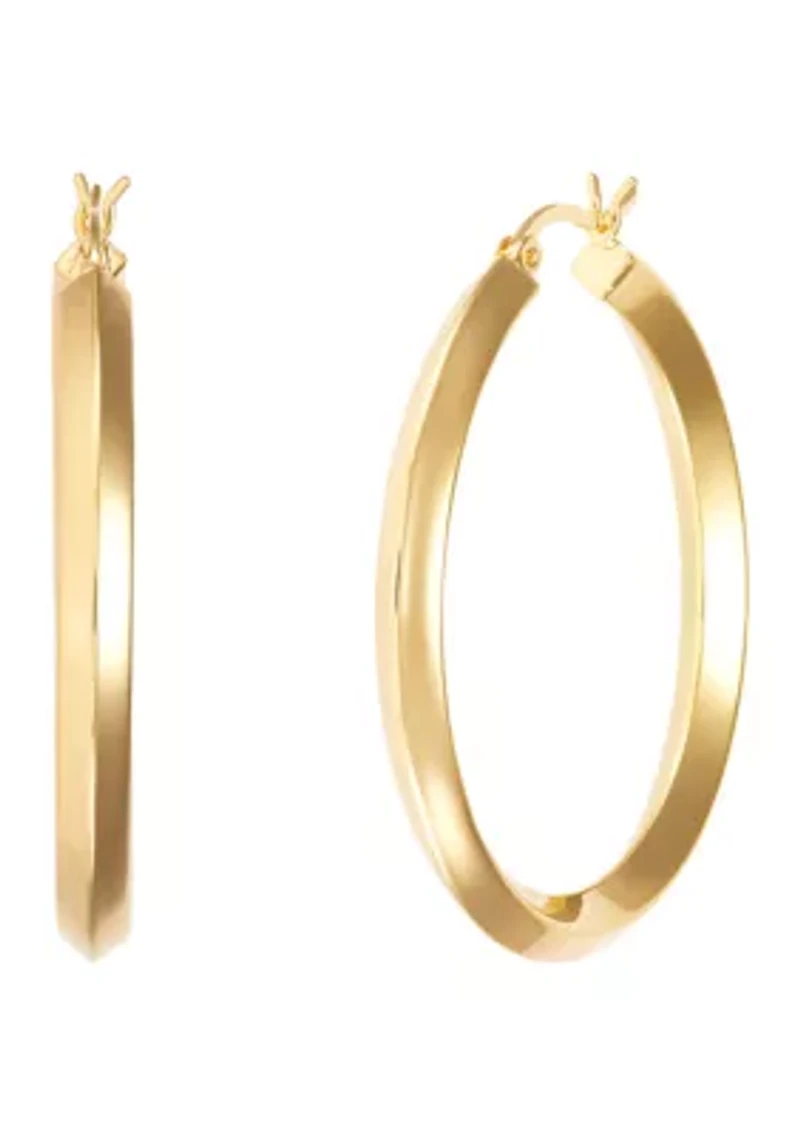 Round Tube Hoop Earrings in Gold Over Silver