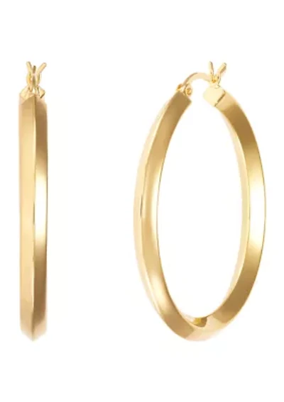 Round Tube Hoop Earrings in Gold Over Silver