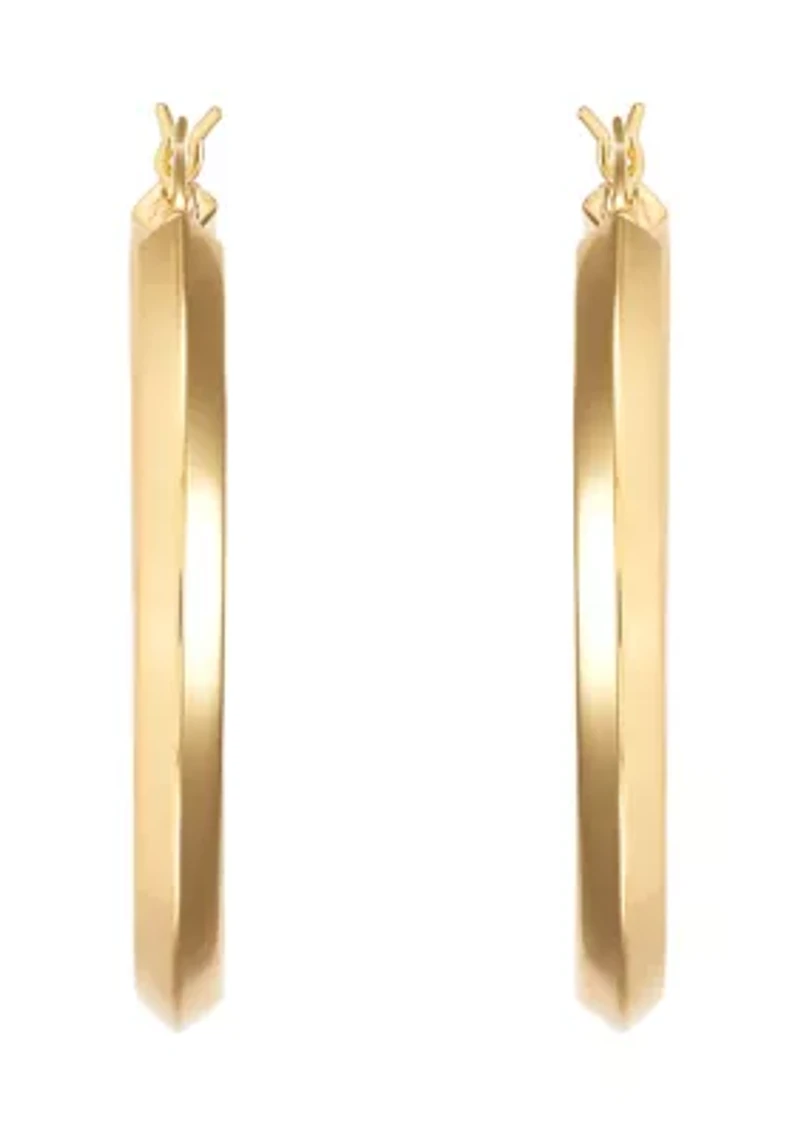 Round Tube Hoop Earrings in Gold Over Silver