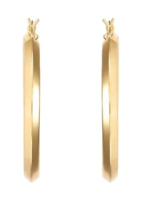 Round Tube Hoop Earrings in Gold Over Silver