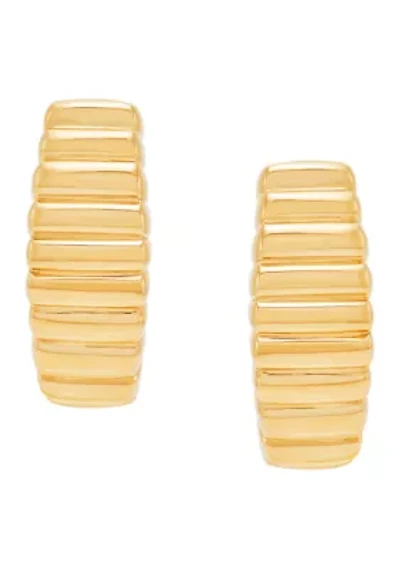 Ribbed 3/4 Hoop Earrings