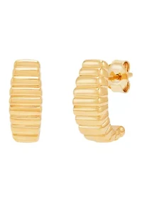 Ribbed 3/4 Hoop Earrings