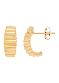 Ribbed 3/4 Hoop Earrings
