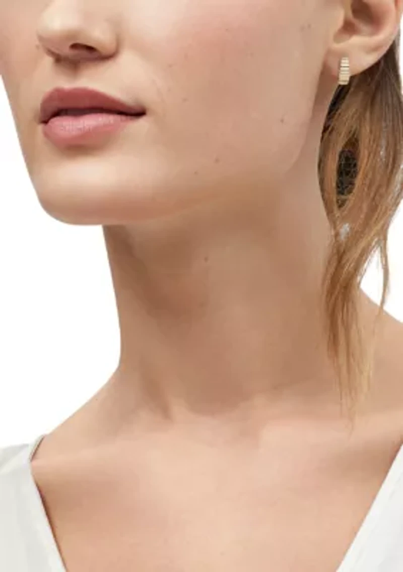 Ribbed 3/4 Hoop Earrings