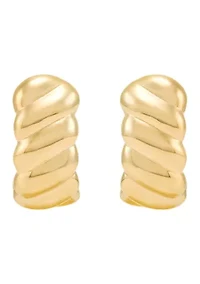 Shrimp 3/4 Hoop Earrings in Gold Over Silver