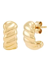Shrimp 3/4 Hoop Earrings in Gold Over Silver