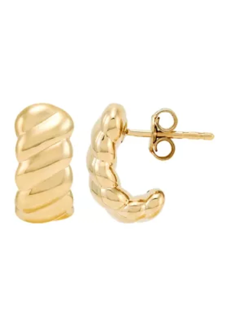 Shrimp 3/4 Hoop Earrings in Gold Over Silver