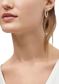 Two-Tone Rhodium Hoop Earrings in Sterling Silver