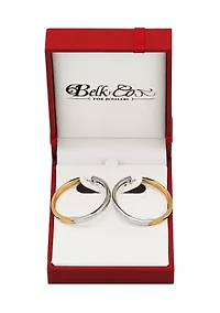 Two-Tone Rhodium Hoop Earrings in Sterling Silver