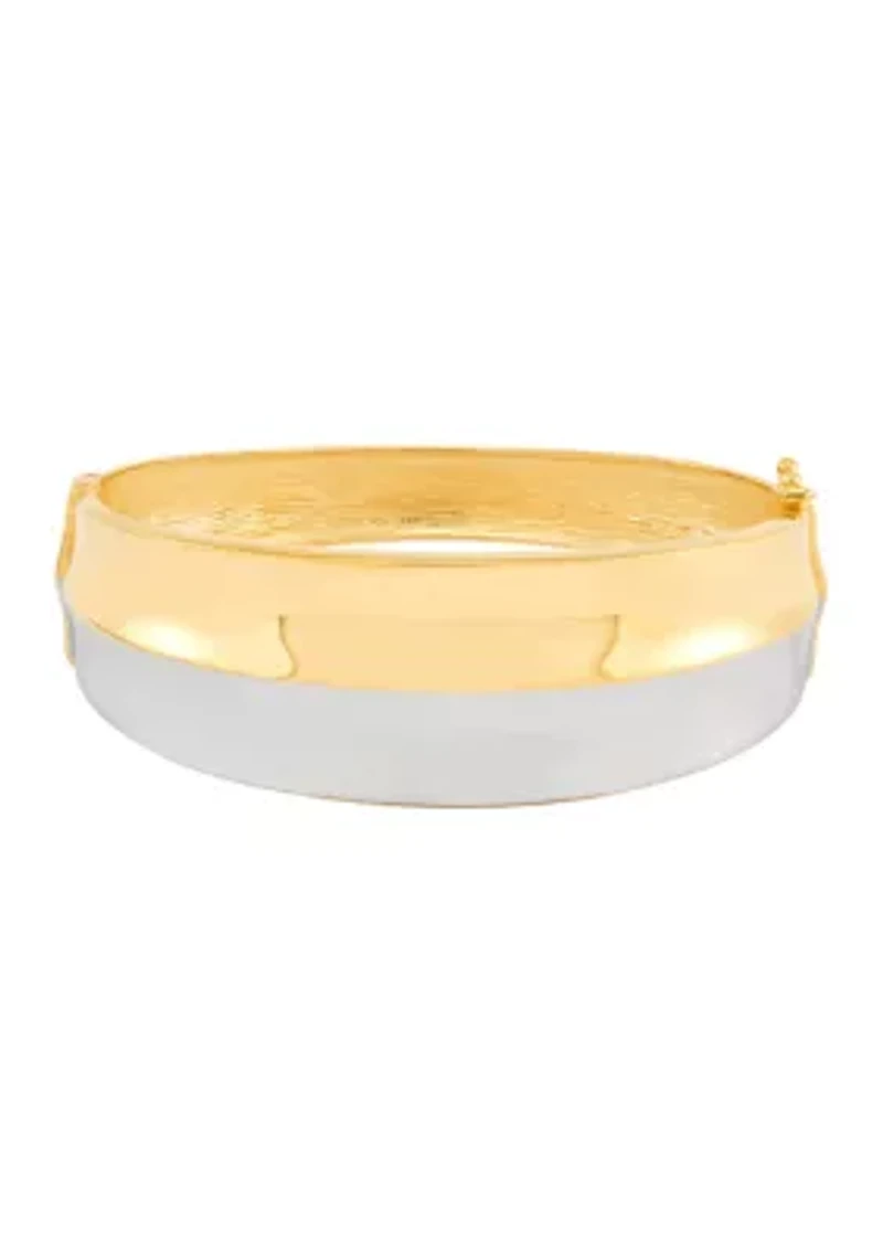 Double Rows Bangle Bracelet in Two Tone Metal