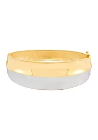 Double Rows Bangle Bracelet in Two Tone Metal