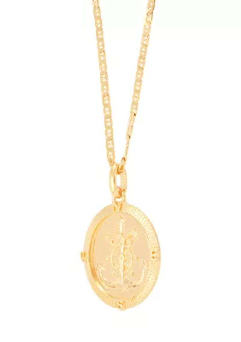 Crucifix on Anchor In Frame Pendant with 22" Mariner Chain in Sterling Silver