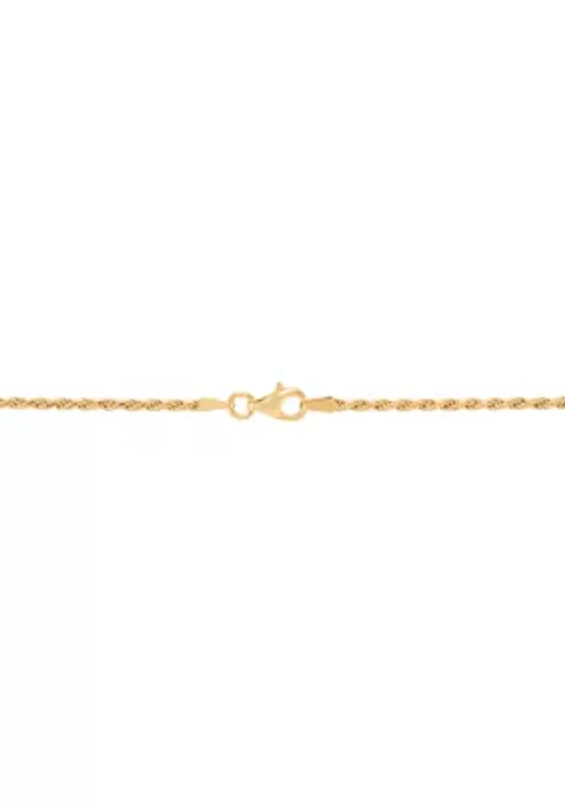 Anchor Pendant with 22" Rope Chain in Gold Over Sterling Silver