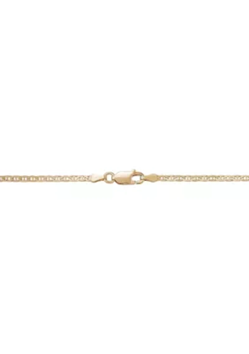 Cross Dog Tag Pendant Necklace with 22" Mariner Chain in Gold Over Sterling Silver