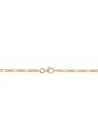 Oval Praying Hand Cross Pendent Necklace in 22" Figaro Chain in Gold Over Sterling Silver