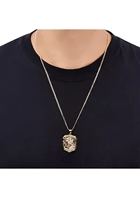 St. Micheal Pendant with 22" Curb Chain in Gold Over Sterling Silver