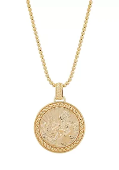 Eagle Pendant Necklace on 22" Bead Chain in Gold Over Sterling Silver