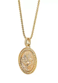 Eagle Pendant Necklace on 22" Bead Chain in Gold Over Sterling Silver