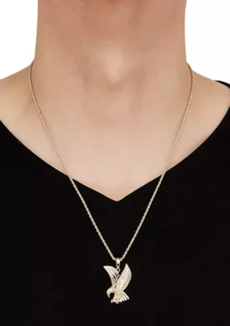 Eagle Pendant Necklace in 22" Rope Chain with Sterling Silver