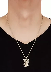Eagle Pendant Necklace in 22" Rope Chain with Sterling Silver