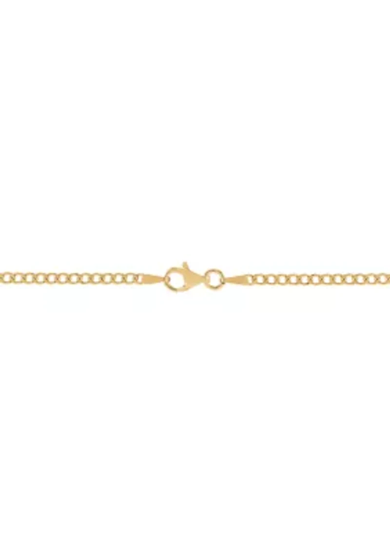 Curb Cross Pendant Necklace with Curb Chain in Sterling Silver