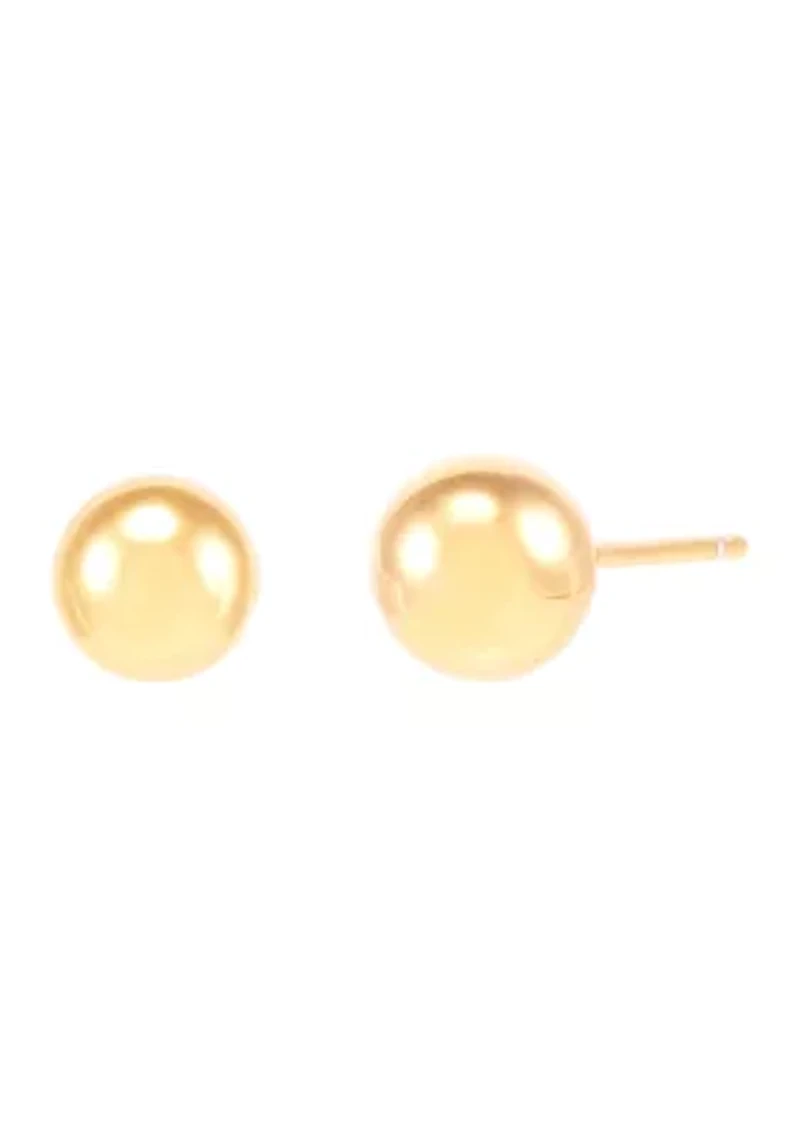 10 Millimeter Ball Necklace and 8 Millimeter Ball Studs Set in Gold Over Silver
