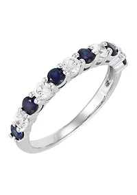 Lab Created Sapphire and White Sapphire Ring in Sterling Silver