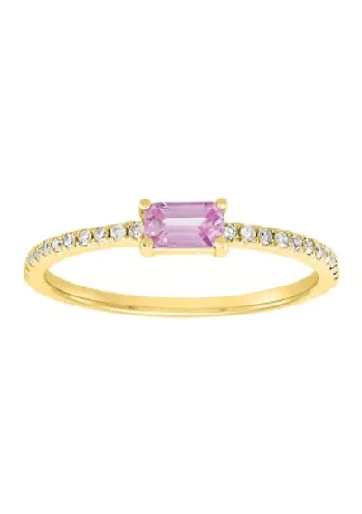 Diamond and Pink Sapphire Ring in 14K Yellow Gold